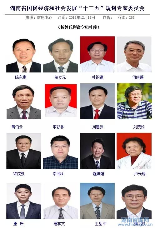 湖南省国民经济和社会发展“十三五”规划专家委员会(图1)